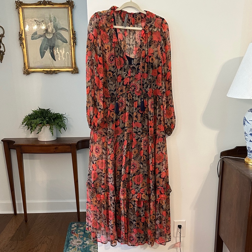 Anthropologie The Marais Printed Chiffon Maxi Dress